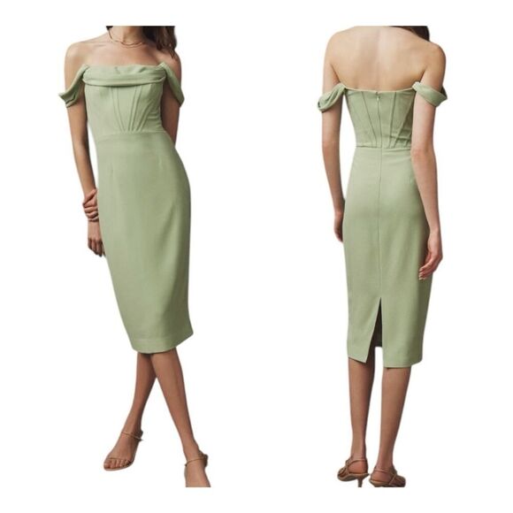 Dress The Population x Anthropologie Vickie Corset Midi Dress Size S Mint - Picture 2 of 8